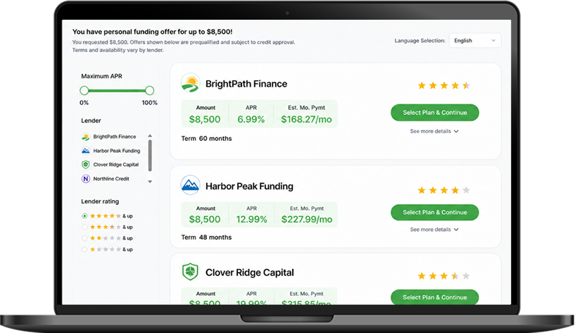 Client views payment options